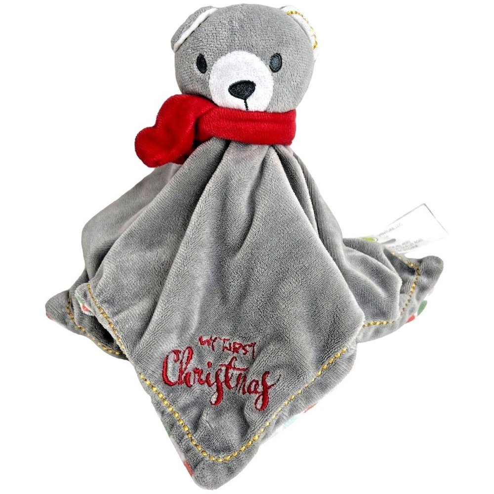 Animal Adventure Gray Bear Lovey My First Christmas Polka Dot Stuffed Animal Toy